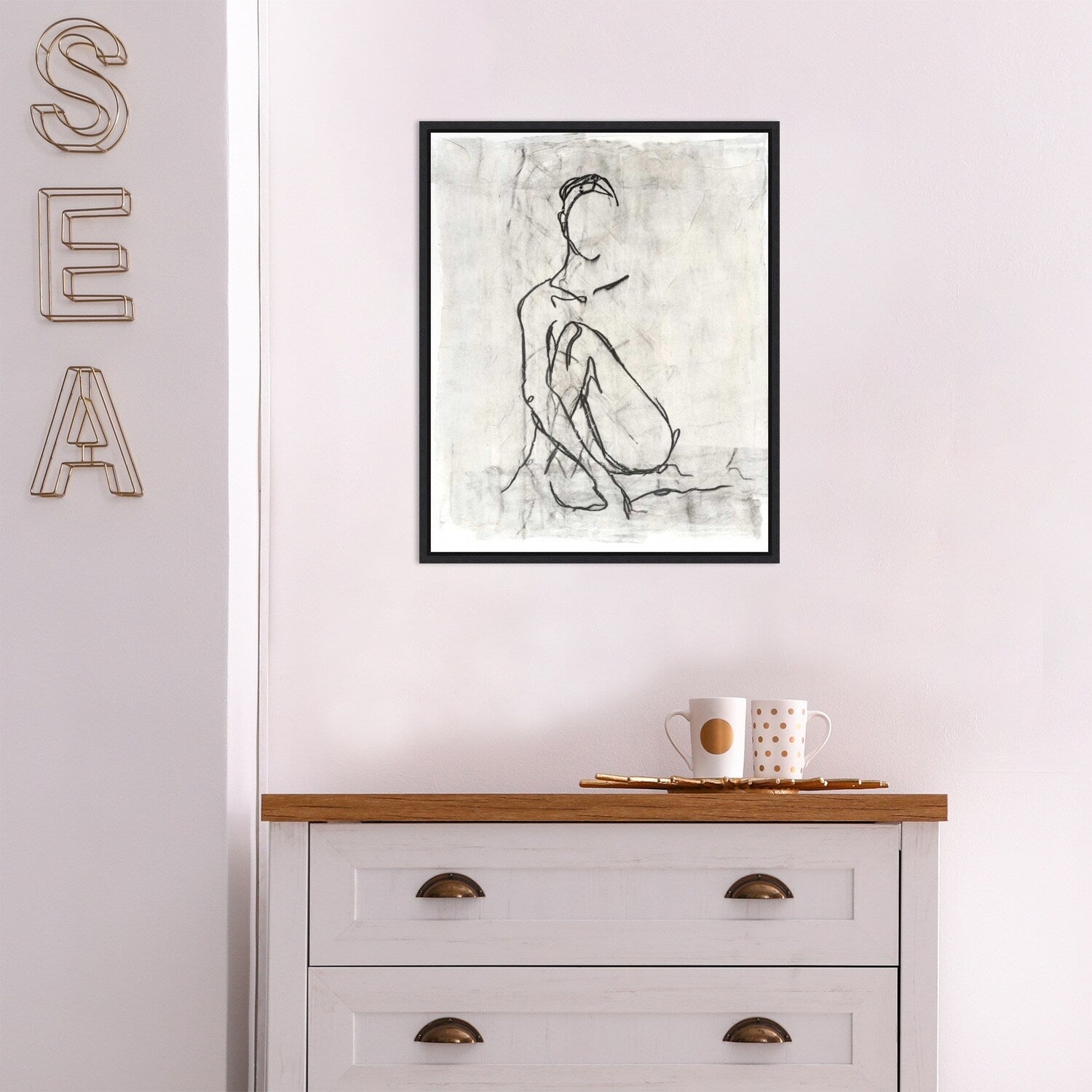 Impression sur toile encadrée « Esquisse de contour nu embelli II » par Ethan Harper