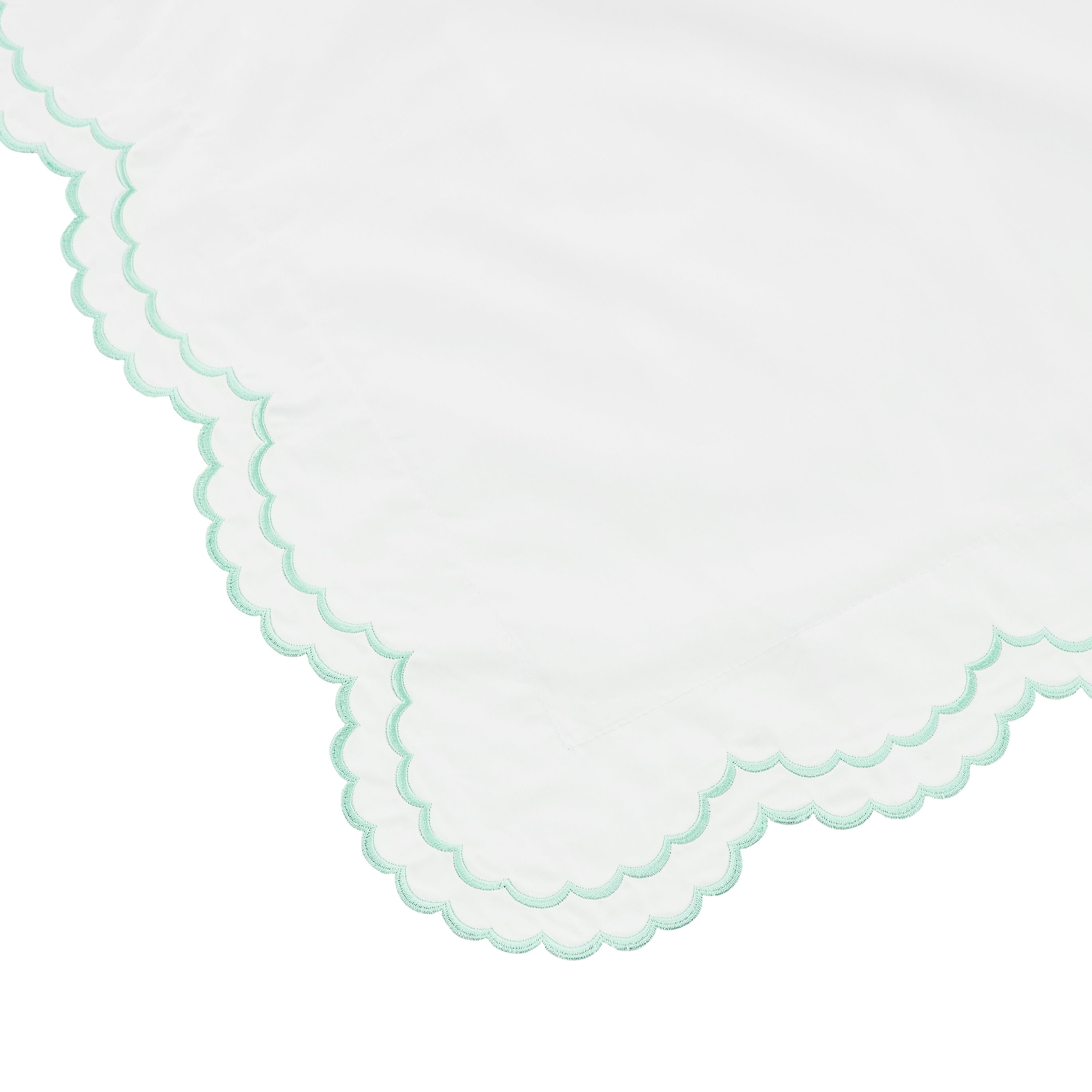 Parure de couette et taie d'oreiller double en percale de coton brodée et festonnée