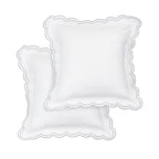 Parure de couette et taie d'oreiller double en percale de coton brodée et festonnée