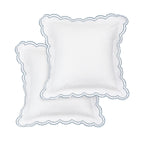 Parure de couette et taie d'oreiller double en percale de coton brodée et festonnée
