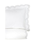Parure de couette et taie d'oreiller double en percale de coton brodée et festonnée