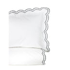 Parure de couette et taie d'oreiller double en percale de coton brodée et festonnée