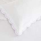 Parure de couette et taie d'oreiller double en percale de coton brodée et festonnée