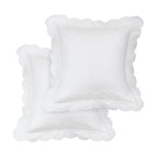 Parure de couette et taie d'oreiller double en percale de coton brodée et festonnée
