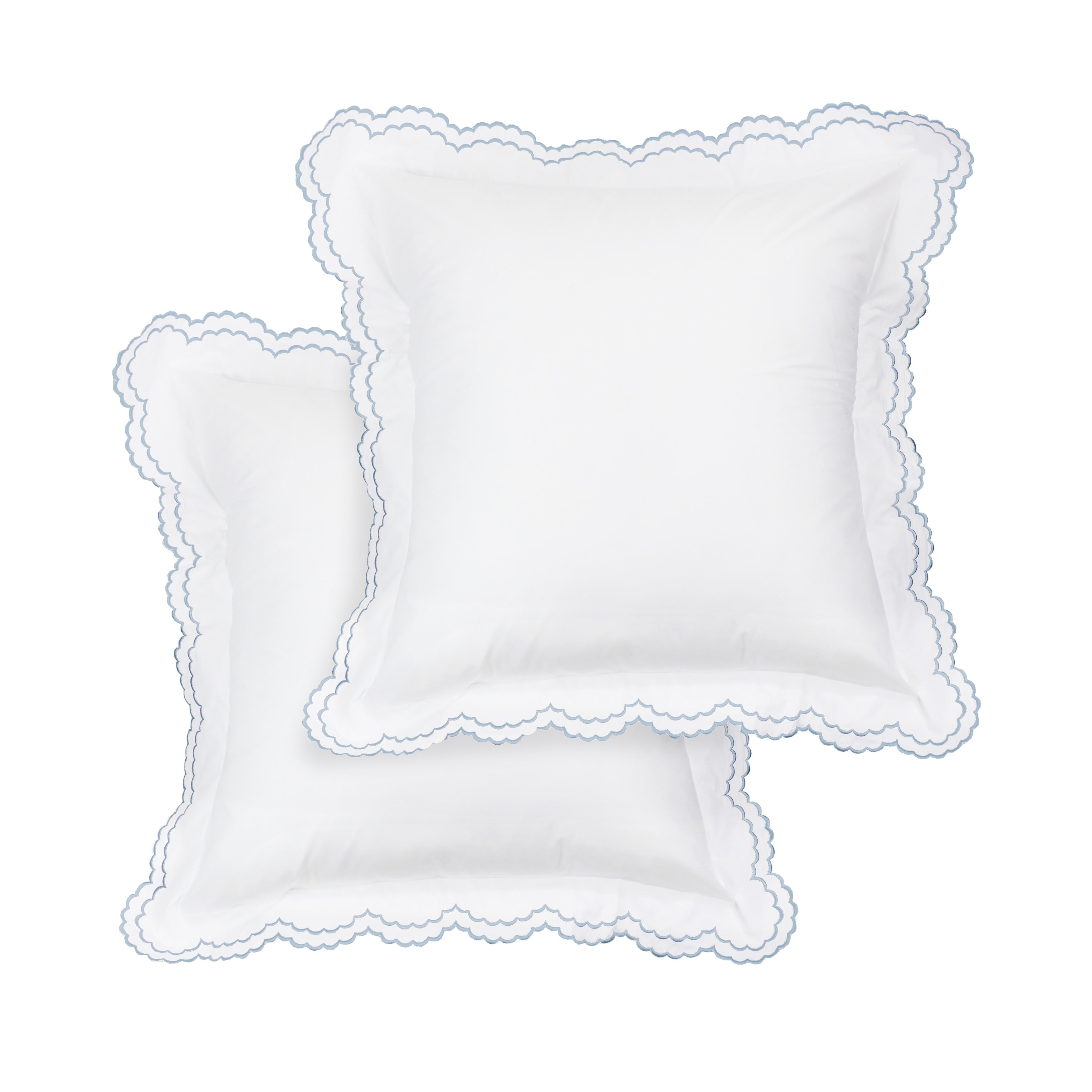 Parure de couette et taie d'oreiller double en percale de coton brodée et festonnée