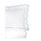 Parure de couette et taie d'oreiller double en percale de coton brodée et festonnée