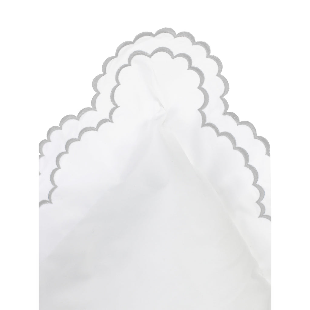 Parure de couette et taie d'oreiller double en percale de coton brodée et festonnée