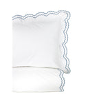 Parure de couette et taie d'oreiller double en percale de coton brodée et festonnée