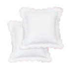 Parure de couette et taie d'oreiller double en percale de coton brodée et festonnée