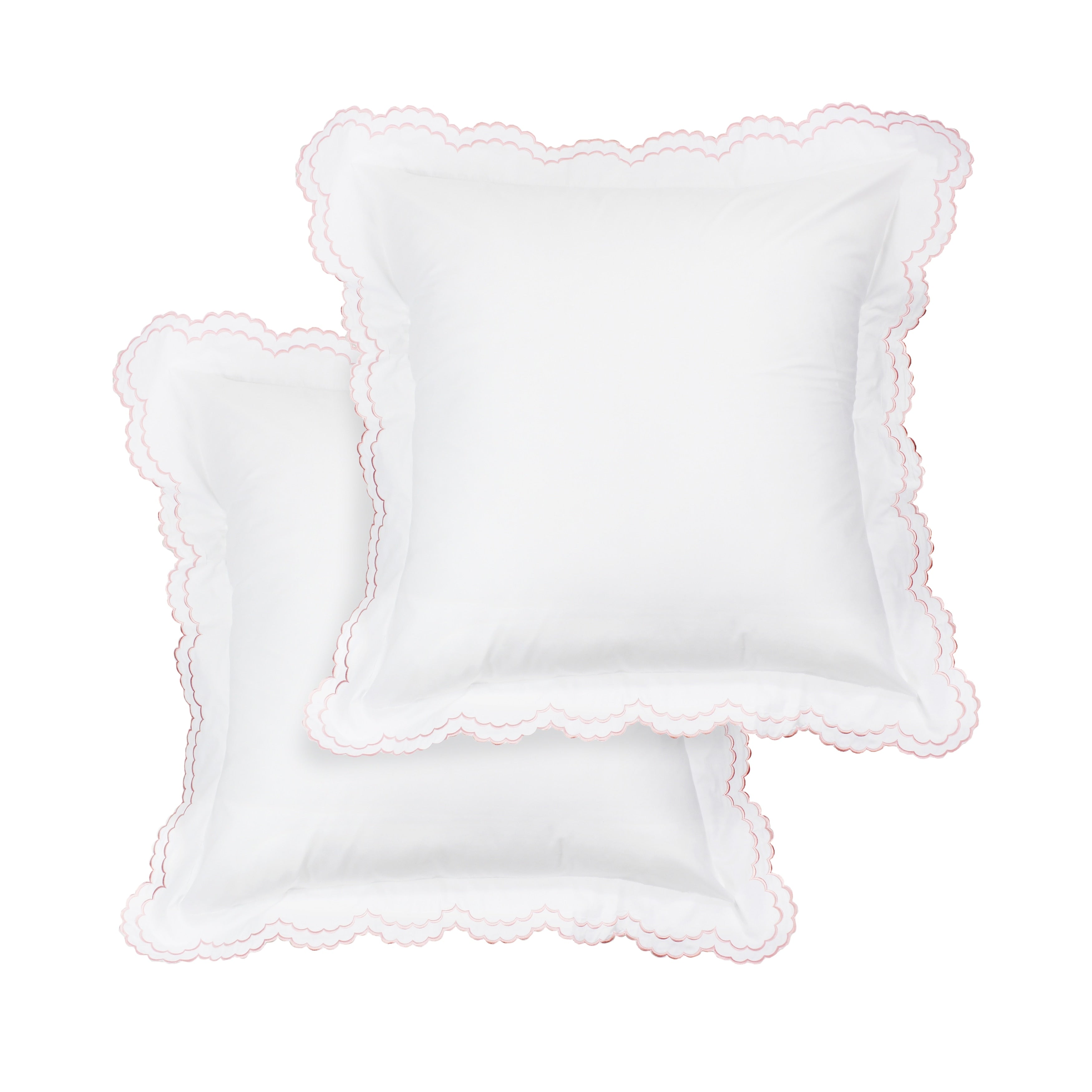 Parure de couette et taie d'oreiller double en percale de coton brodée et festonnée