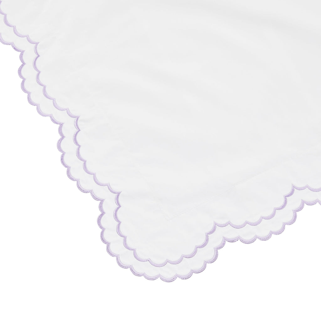 Parure de couette et taie d'oreiller double en percale de coton brodée et festonnée