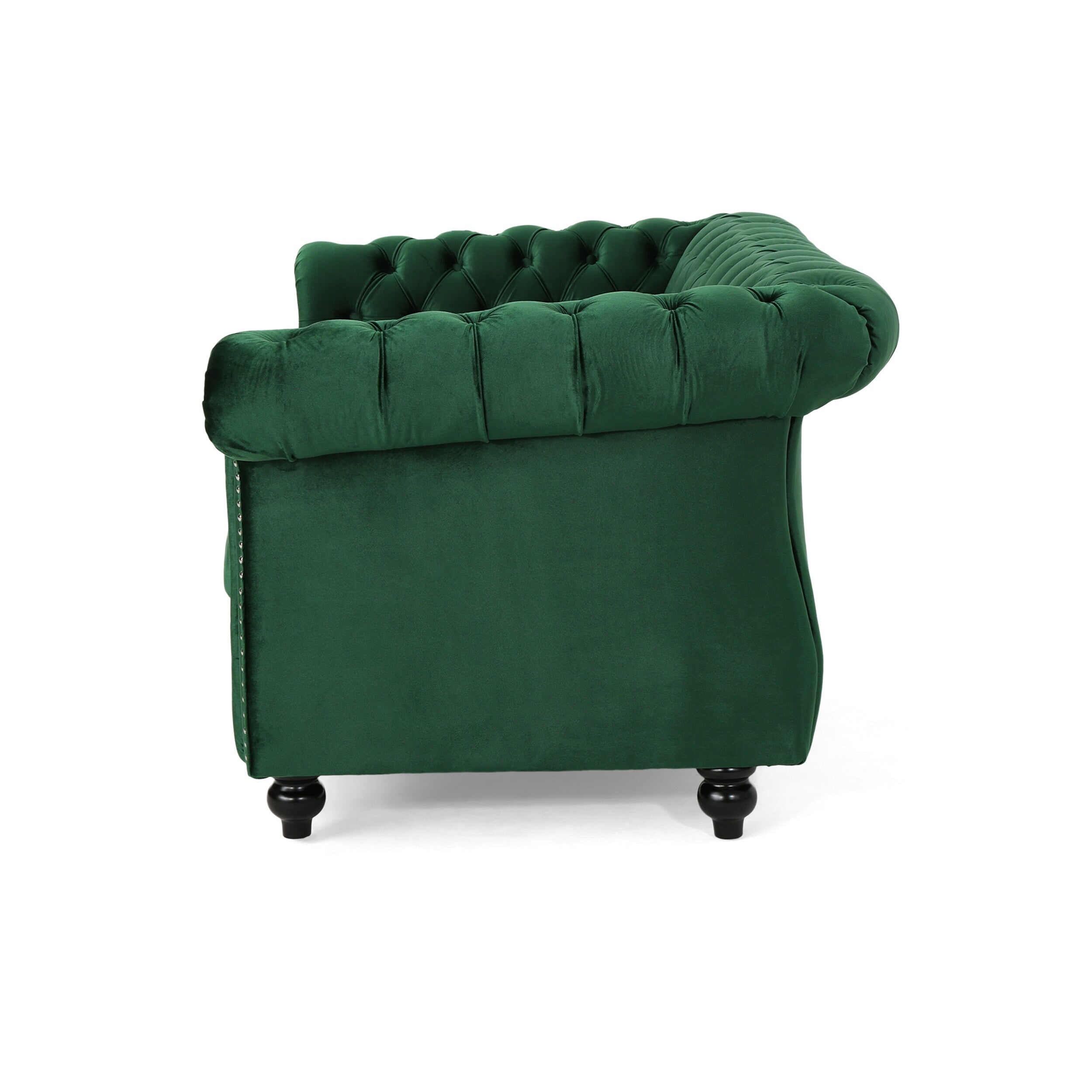 Canapé Chesterfield capitonné Emerald 61,75 avec têtes de clous et pieds