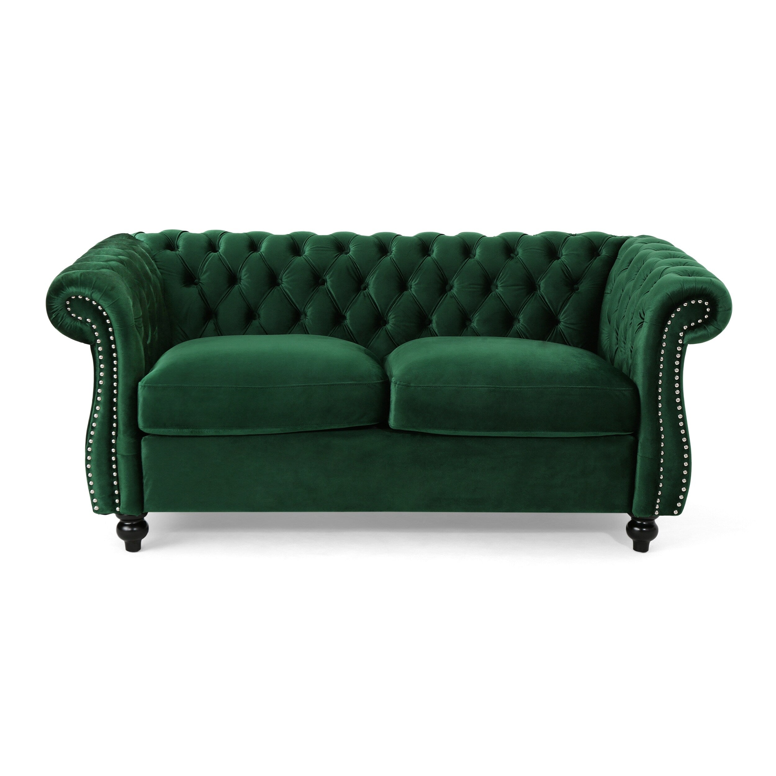 Canapé Chesterfield capitonné Emerald 61,75 avec têtes de clous et pieds