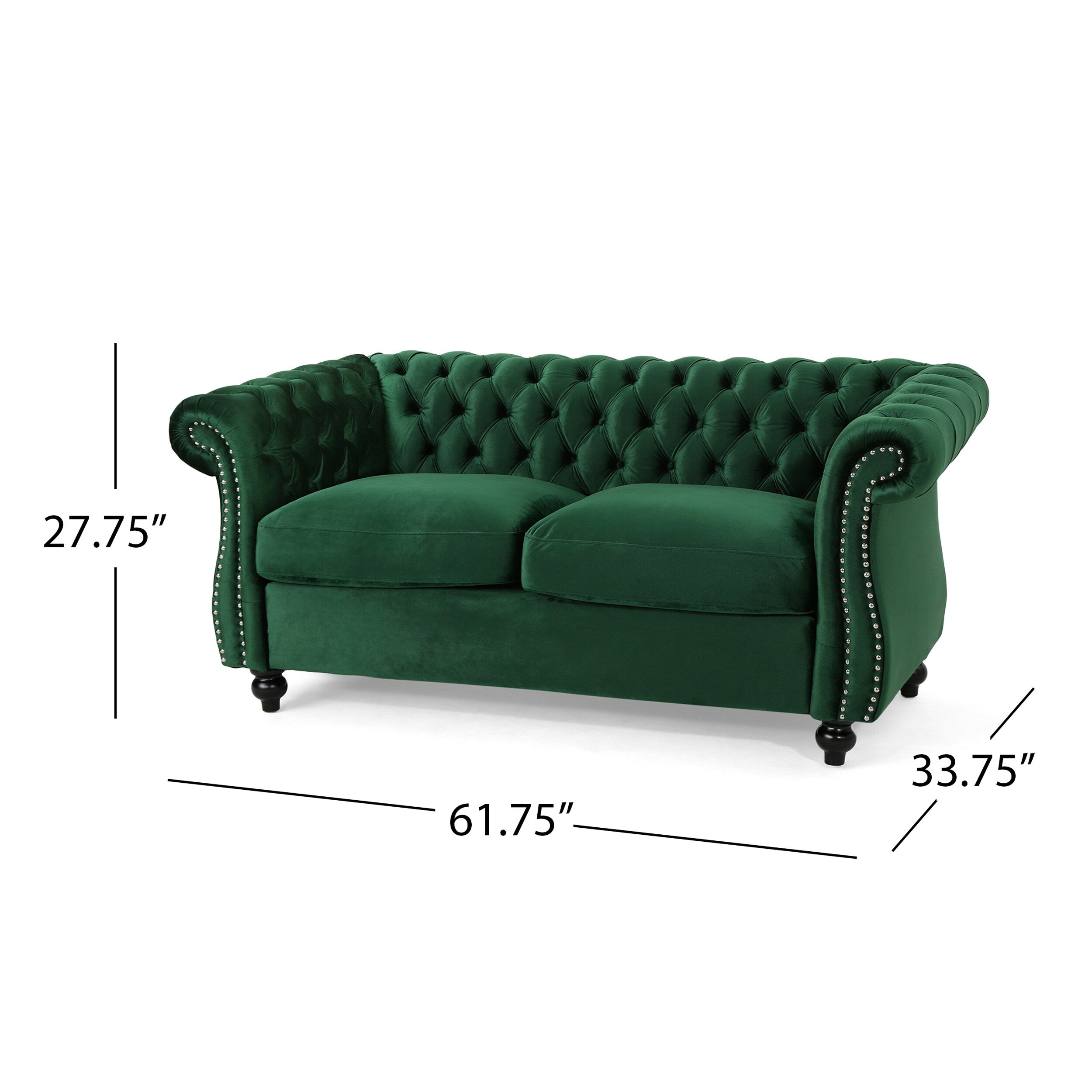 Canapé Chesterfield Emerald à boutons capitonnés avec têtes de clous