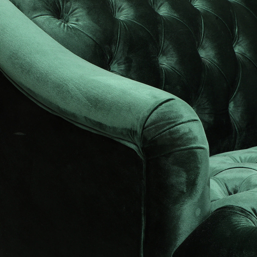 Canapé 3 places capitonné Emerald Modern 73,25 avec pieds en bois de bouleau pour le salon