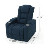Fauteuil inclinable électrique en tissu Emersyn avec rangement pour accoudoirs et câble USB par Christopher Knight Home