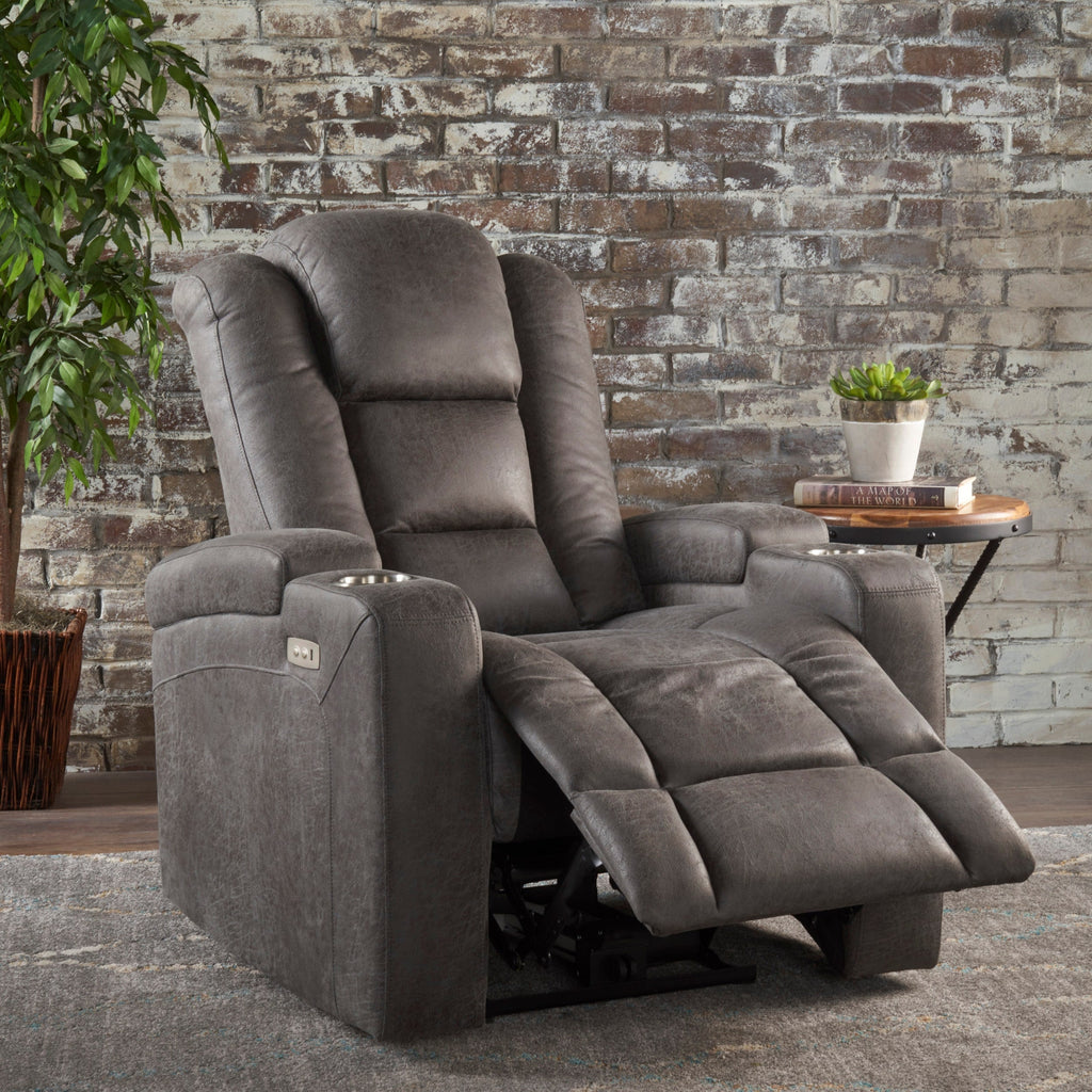 Fauteuil inclinable électrique en microfibre Emersyn par Christopher Knight Home