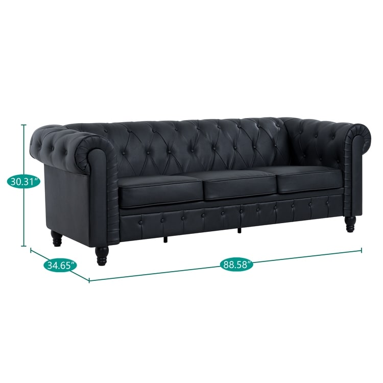 Canapé Chesterfield Élégance, Confort luxueux pour salons cosy, Canapé moderne du milieu du siècle, Élégance, Canapé 3 places