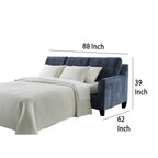 Canapé-lit queen-size Emilia, 3 coussins décoratifs, polyester bleu encre