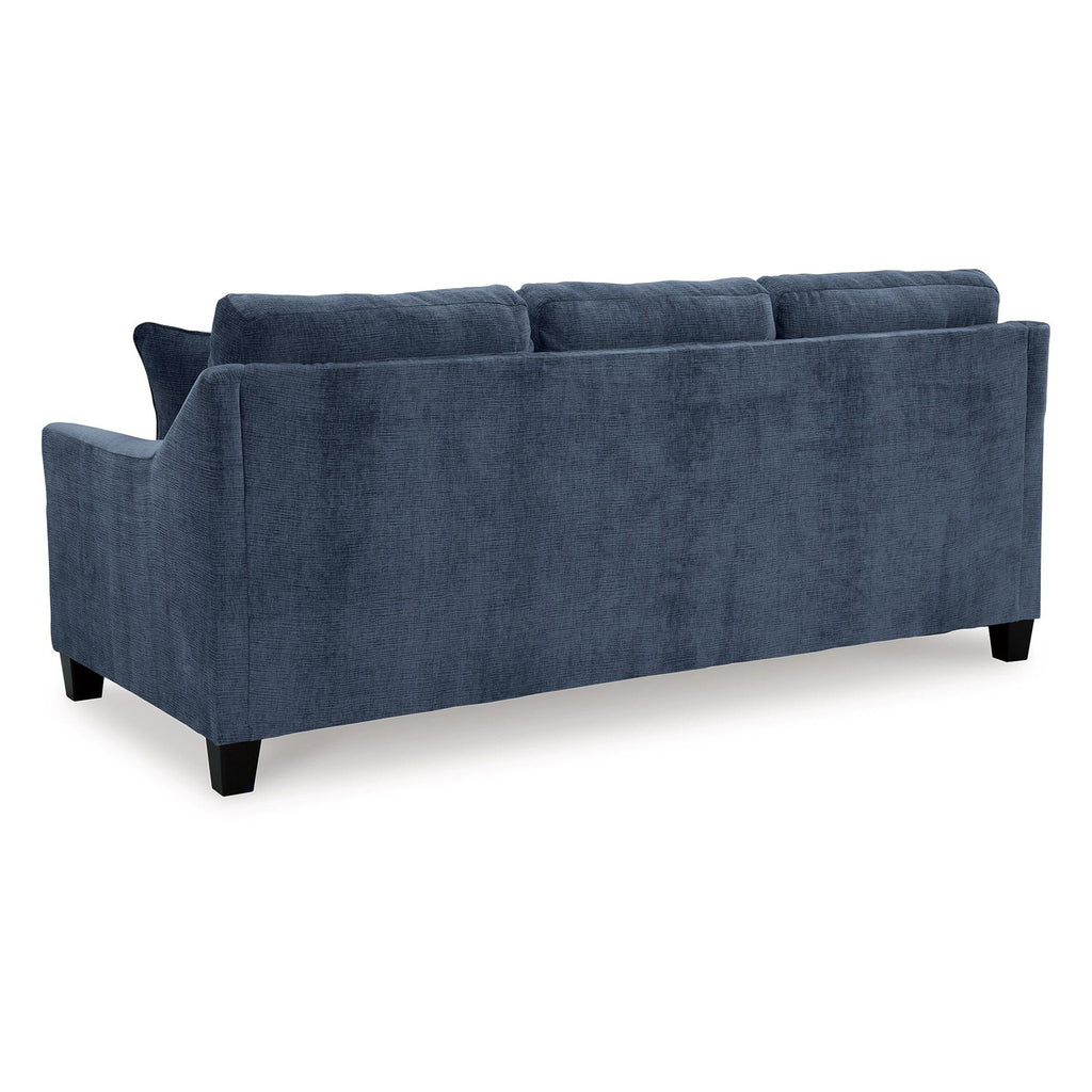 Canapé-lit queen-size Emilia, 3 coussins décoratifs, polyester bleu encre