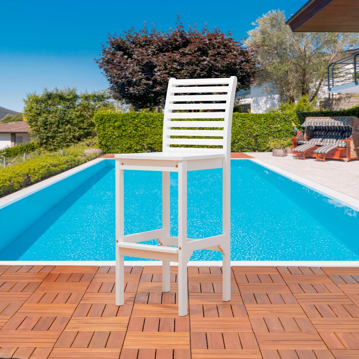Ensemble de salle à manger avec table de bar et chaises en bois Emilio
