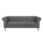 Ensemble de salon Clayfell Emma en velours avec accoudoirs roulés - Canapé