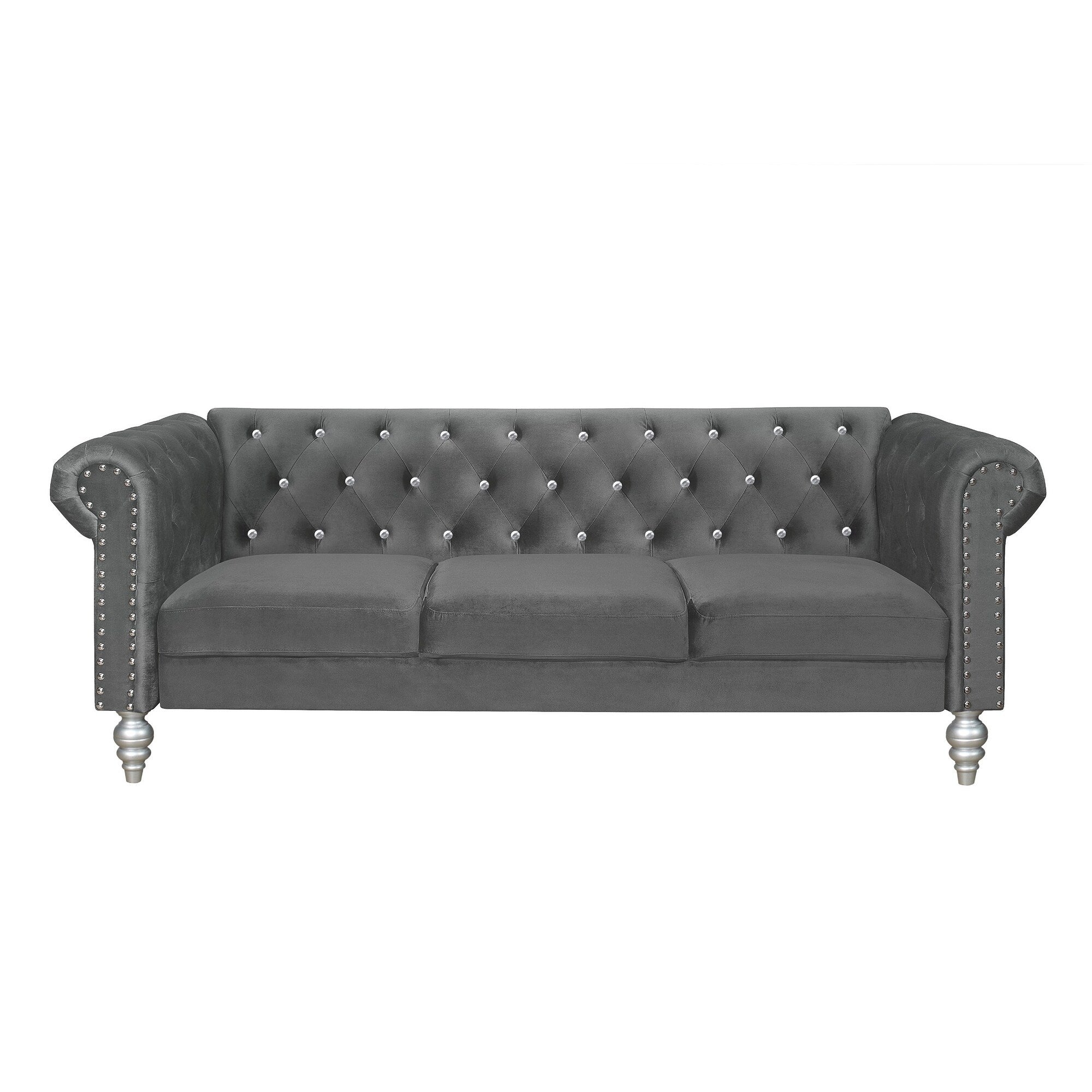 Ensemble de salon Clayfell Emma en velours avec accoudoirs roulés - Canapé