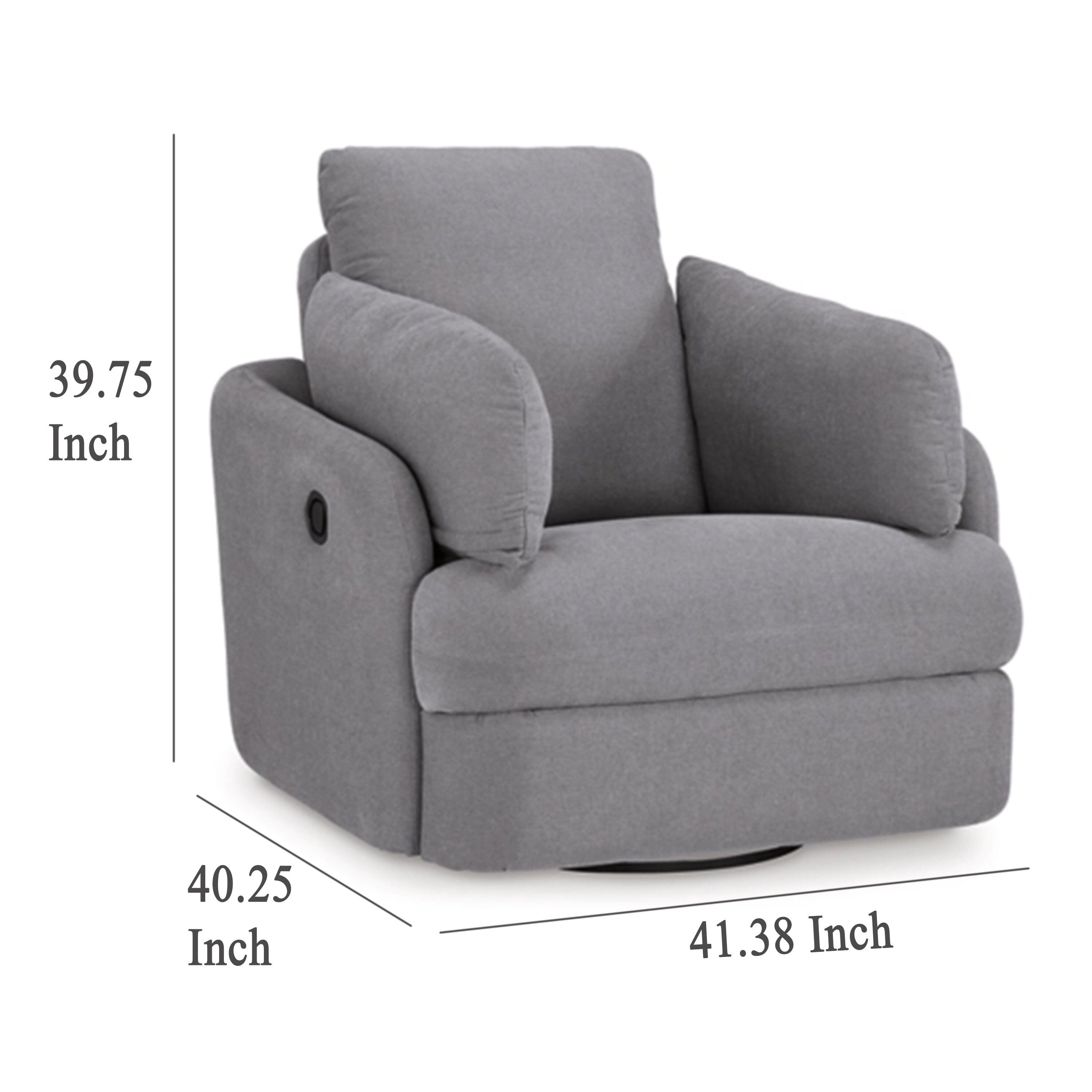 Fauteuil inclinable pivotant manuel Emmett, polyester gris, 2 coussins