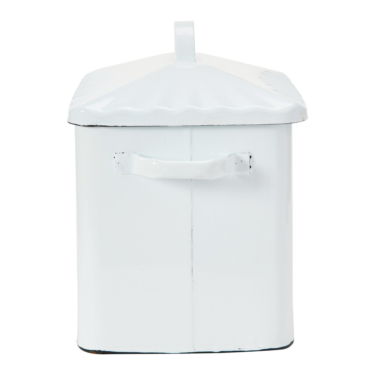 Boîte à pain en métal émaillé avec message sur le pain