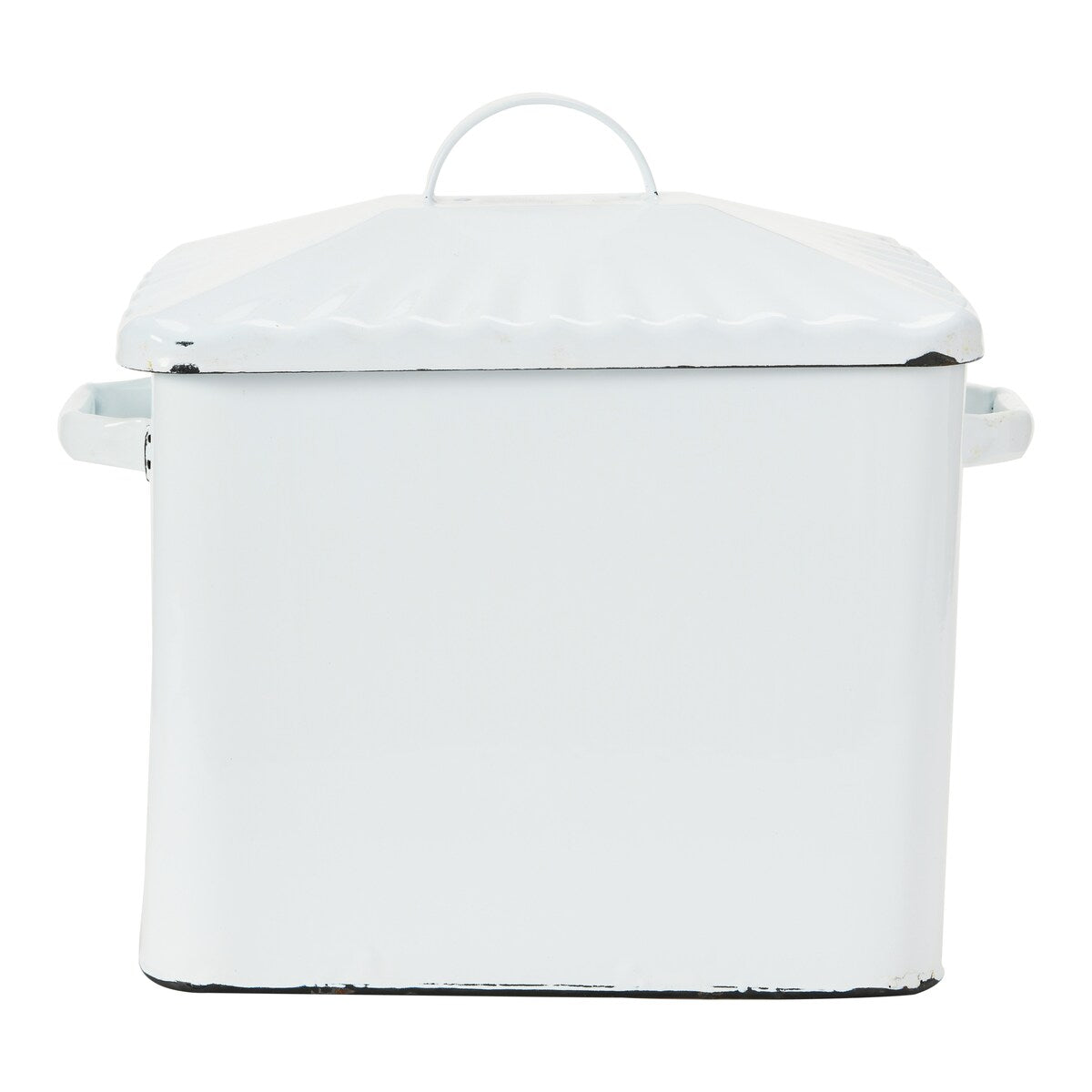 Boîte à pain en métal émaillé avec message sur le pain