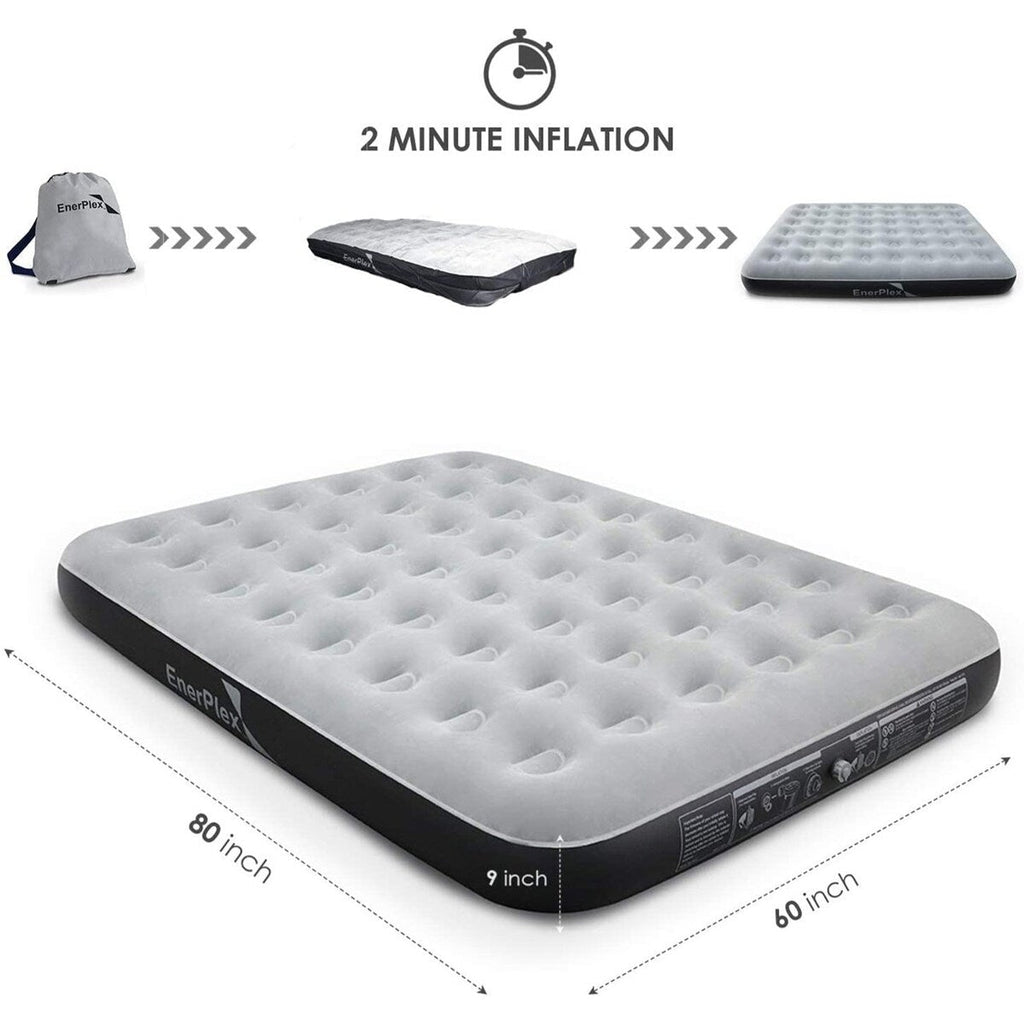 Matelas pneumatique de camping EnerPlex Never-Leak avec pompe - Queen