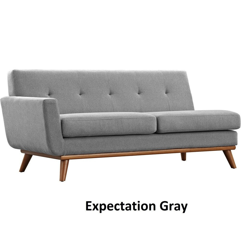 Causeuse à accoudoir gauche Engage en tissu rembourré de style moderne du milieu du siècle, couleur azur