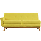 Causeuse à accoudoir gauche Engage en tissu rembourré de style moderne du milieu du siècle, couleur azur