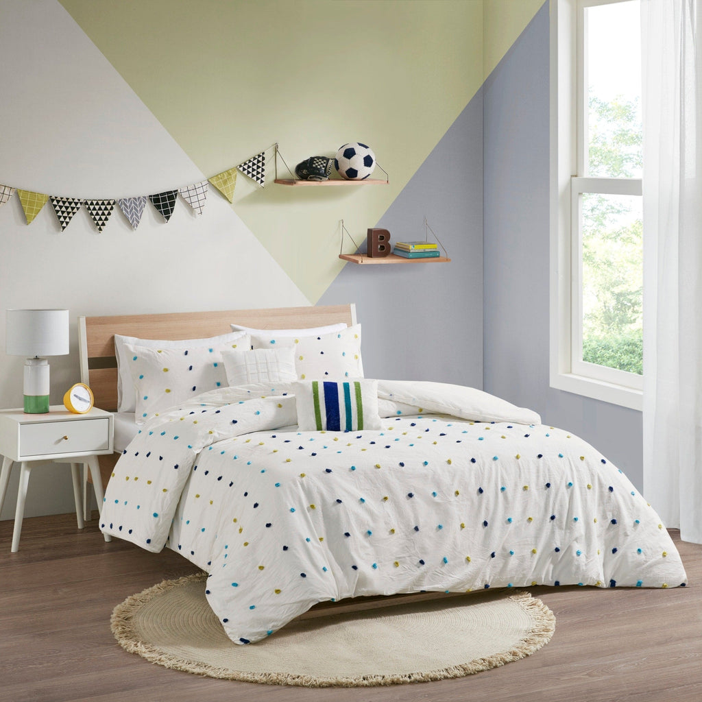 Parure de couette Ensley en coton jacquard à pompons par Intelligent Design Kids