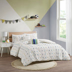 Parure de couette Ensley en coton jacquard à pompons par Intelligent Design Kids