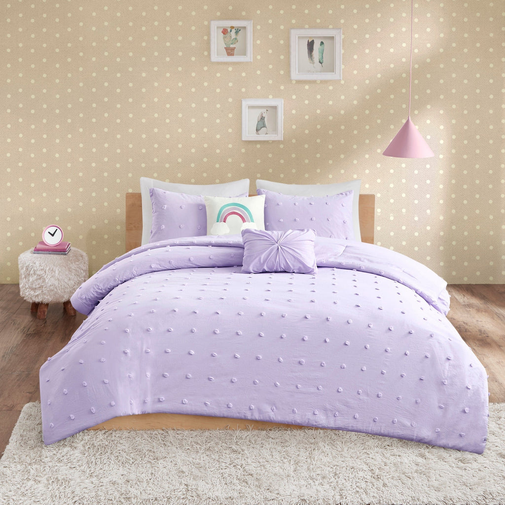 Parure de couette Ensley en coton jacquard à pompons par Intelligent Design Kids