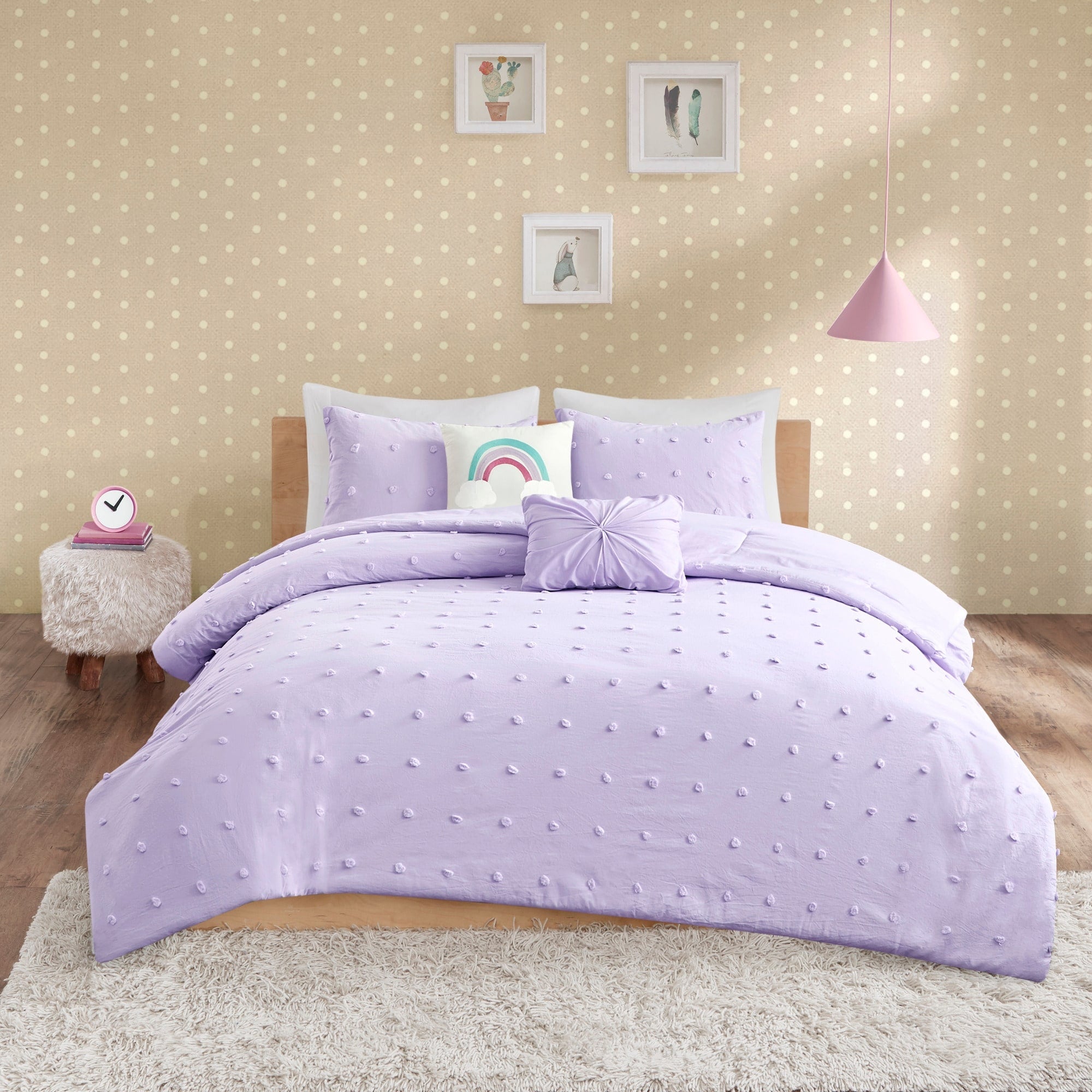 Parure de couette Ensley en coton jacquard à pompons par Intelligent Design Kids
