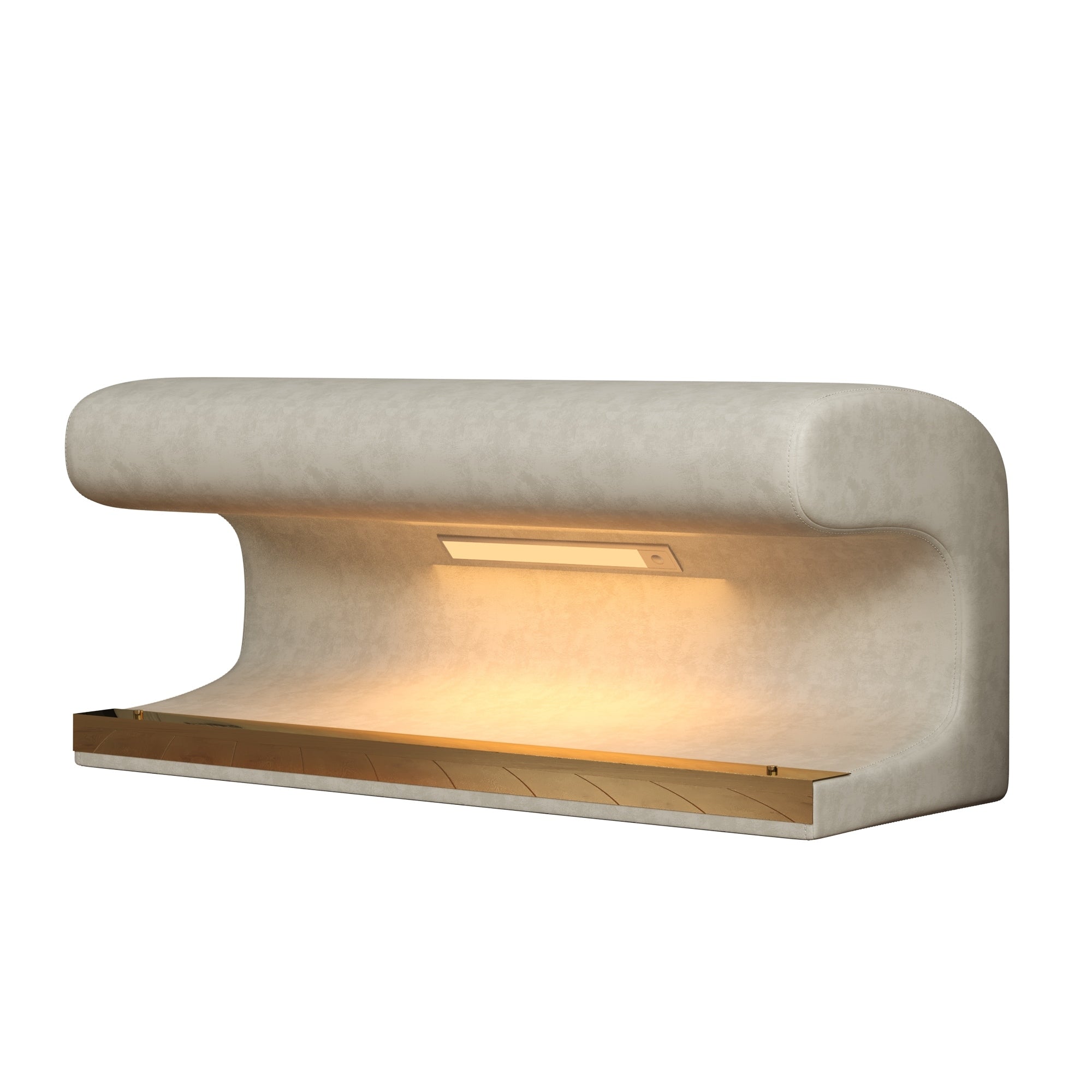 Banc d'entrée ottoman rembourré en cuir avec lumière à capteur LED pour salon, chambre à coucher, bout de lit