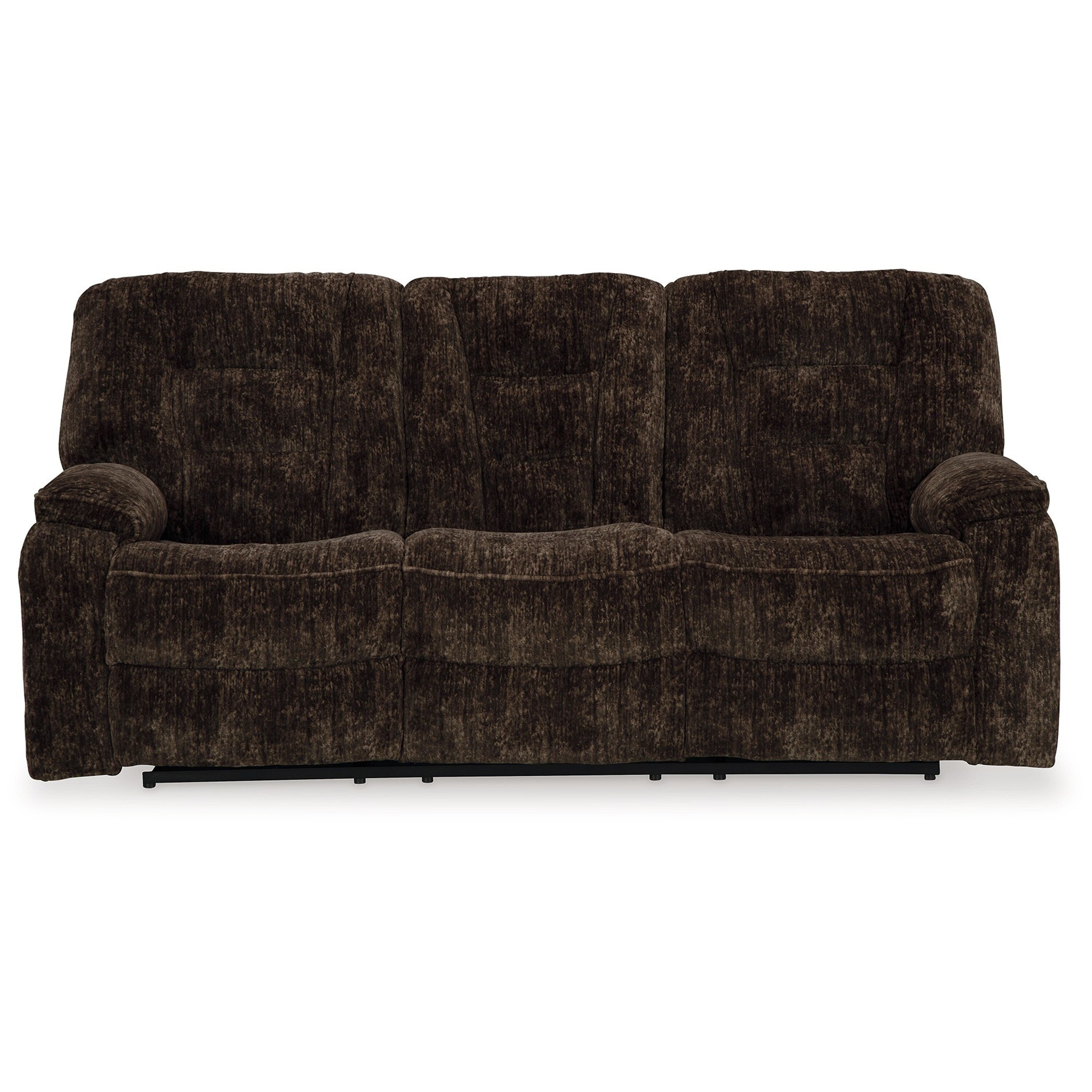 Canapé inclinable manuel Enzo, table rabattable, polyester marron, 220 cm