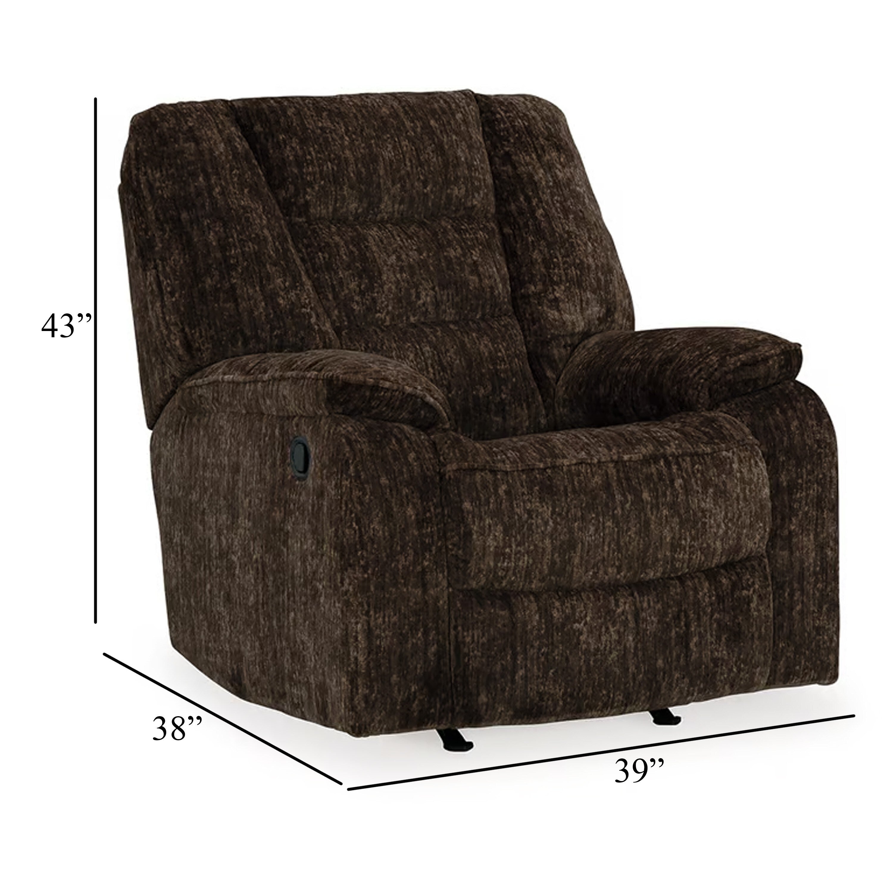 Fauteuil inclinable à bascule manuel Enzo, mousse, polyester marron chocolat