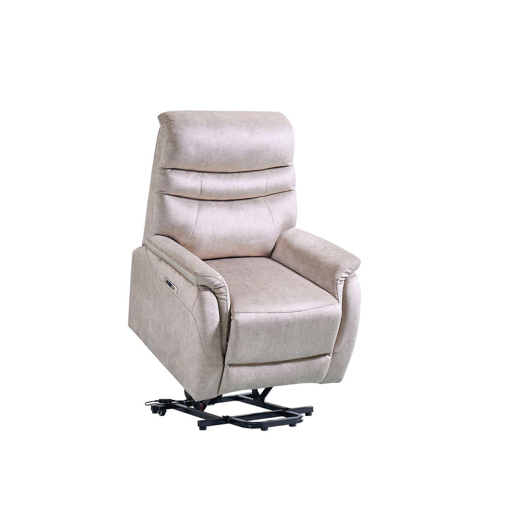 Fauteuil inclinable électrique ergonomique en velours avec télécommande et repose-pieds extensible