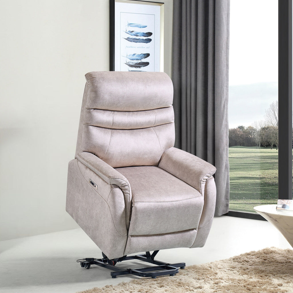 Fauteuil inclinable électrique ergonomique en velours avec télécommande et repose-pieds extensible