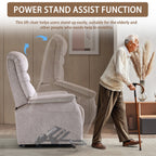 Fauteuil inclinable électrique ergonomique en velours avec télécommande et repose-pieds extensible