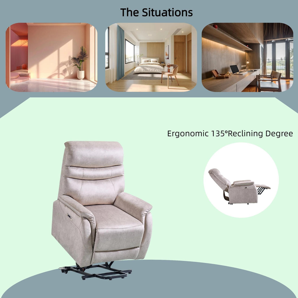 Fauteuil inclinable électrique ergonomique en velours avec télécommande et repose-pieds extensible