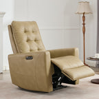 Fauteuil inclinable électrique ergonomique en cuir synthétique avec appui-tête et repose-pieds électriques et port de chargement USB