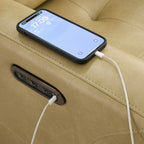 Fauteuil inclinable électrique ergonomique en cuir synthétique avec appui-tête et repose-pieds électriques et port de chargement USB