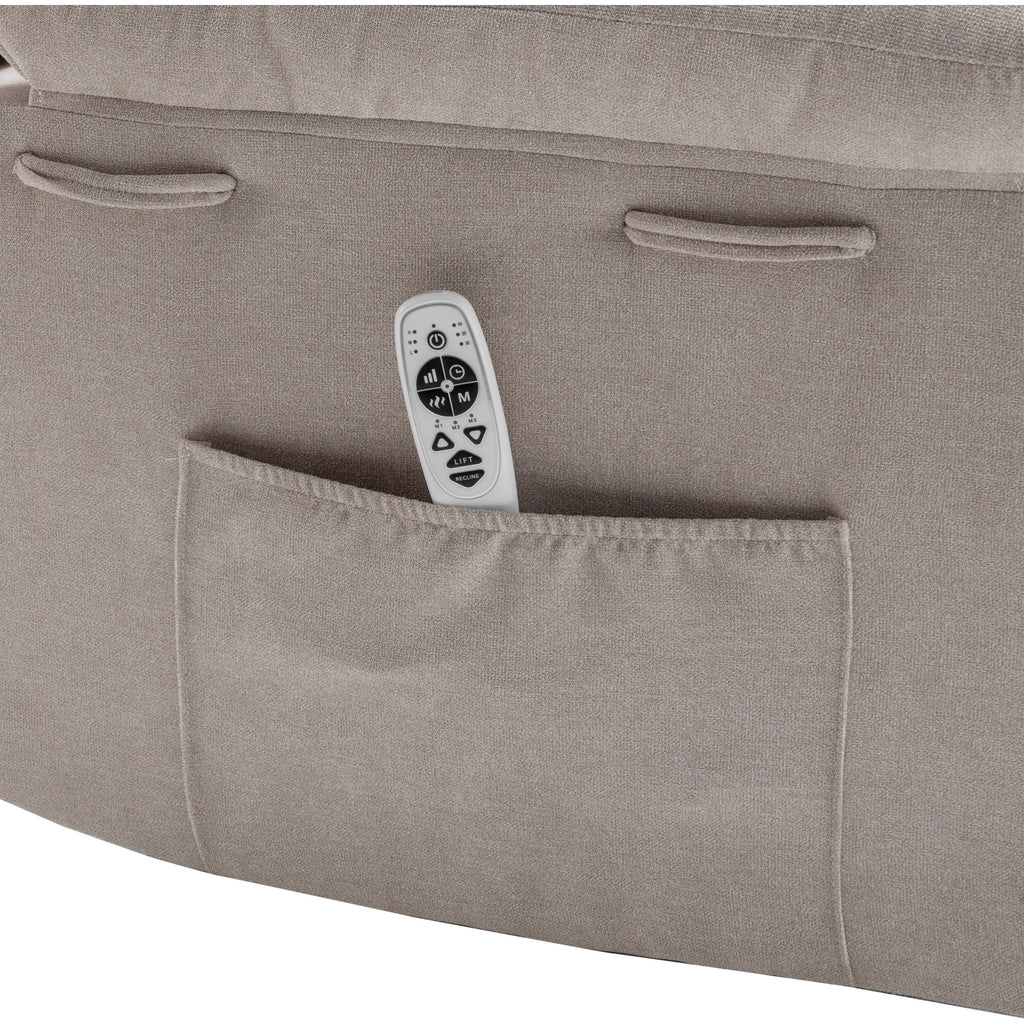 Fauteuil inclinable électrique ergonomique en velours avec massage par vibrations à 8 points, chauffage et poche latérale
