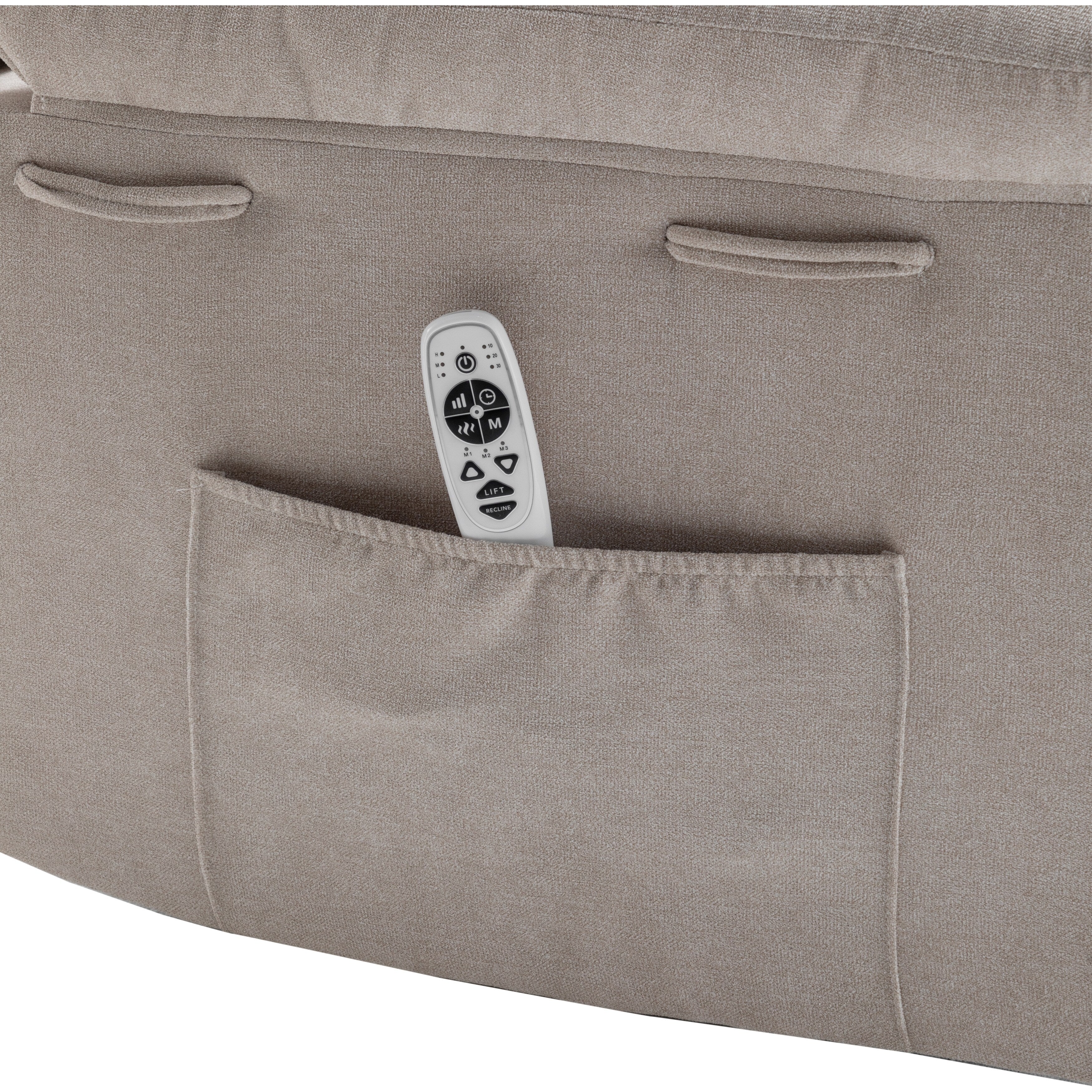 Fauteuil inclinable électrique ergonomique en velours avec massage par vibrations à 8 points, chauffage et poche latérale