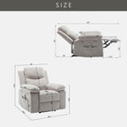 Fauteuil inclinable électrique ergonomique en velours avec massage par vibrations à 8 points, chauffage et poche latérale