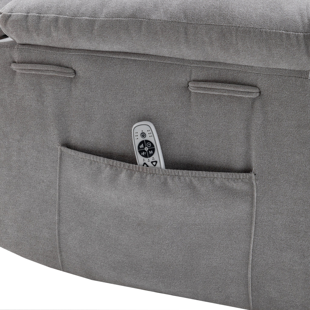 Fauteuil inclinable électrique ergonomique en velours avec massage par vibrations à 8 points, chauffage et poche latérale